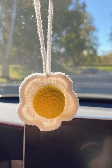 Handmade Car Hanging , Car Accessories, Knitted Cute Car Charms Knitted Egg Car Interior, Cute Car Accessories