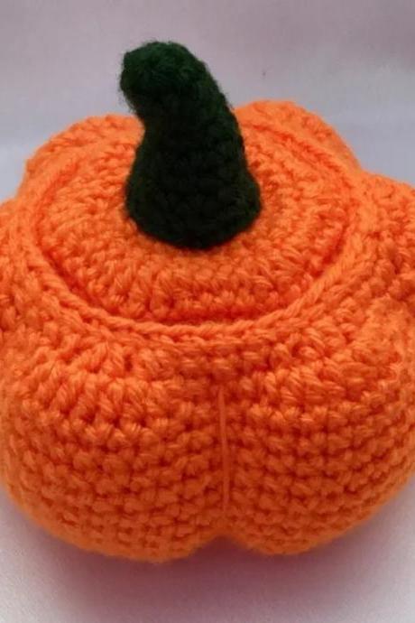 Crochet Pumpkin Basket For Halloween Decoration, Knitting Doll, Gift For Halloween Party