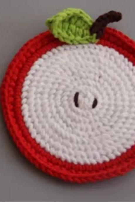 Placemat For Cuisine Coaster, Heat Insulation, Non-slip, Waterproof Cloth, Suspended Knit, Round Fruit, Kitchen Accessories