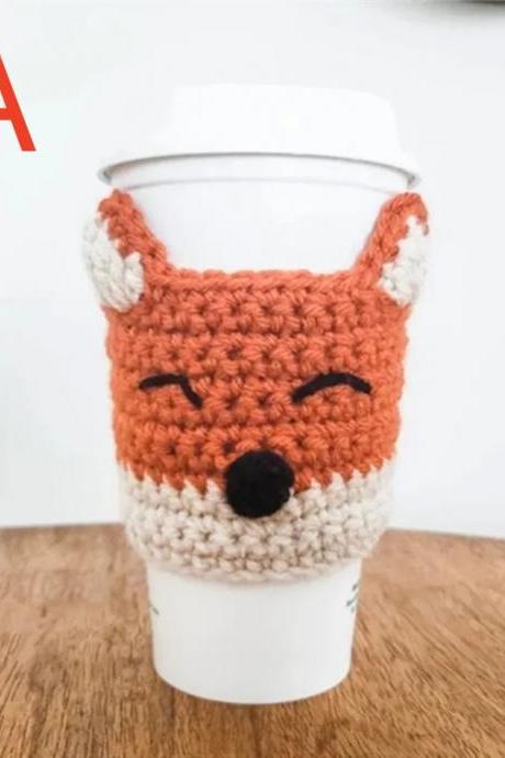 Handmade Water Cup Cover, Crochet Material Bag, Wool, Animals Insulation Cup Cover, Anti Scalding